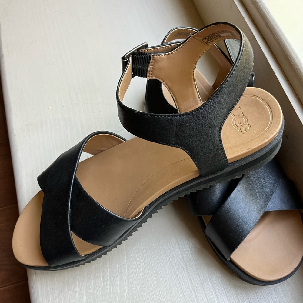 Ugg Black Sandals leather size 10